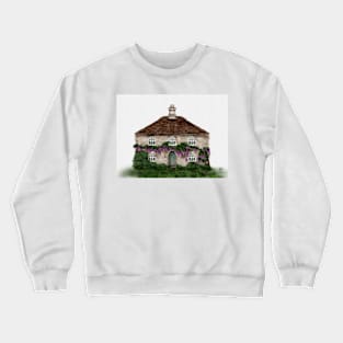 Cotswold Cottage Watercolor Chocolate Box Spring Stone Cottage Crewneck Sweatshirt